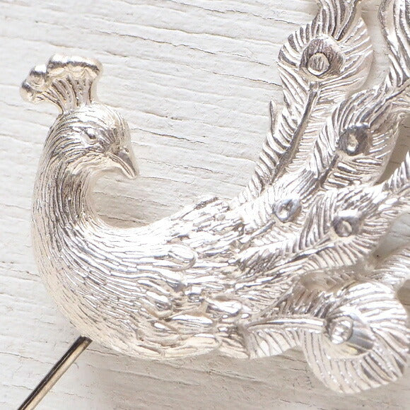 [2 colors] marship handmade accessories peacock brooch silver [MS-PB-2] 