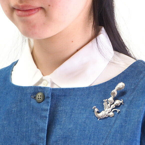[2 colors] marship handmade accessories peacock brooch silver [MS-PB-2] 