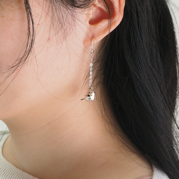 marship handmade accessories long-tailed tit earring silver earrings [MS-PE-9] 