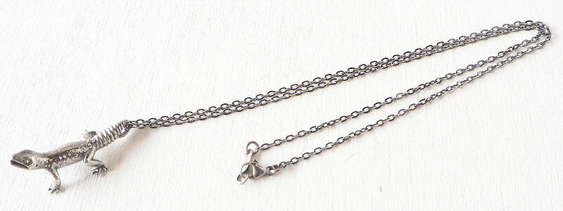 marship handmade accessories leopard gecko silver necklace black finish [MS-T-2] 