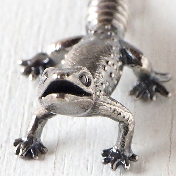 marship handmade accessories leopard gecko silver necklace black finish [MS-T-2] 