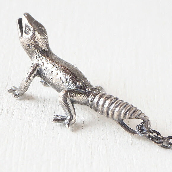 marship handmade accessories leopard gecko silver necklace black finish [MS-T-2] 