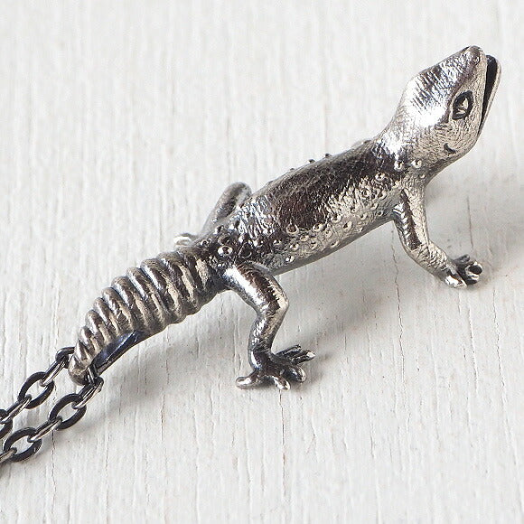 marship handmade accessories leopard gecko silver necklace black finish [MS-T-2] 