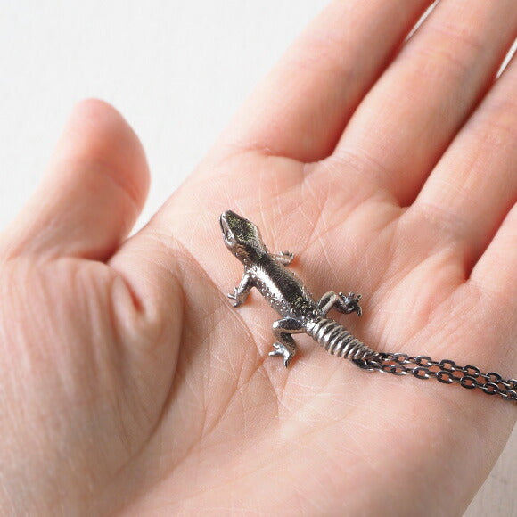 marship handmade accessories leopard gecko silver necklace black finish [MS-T-2] 