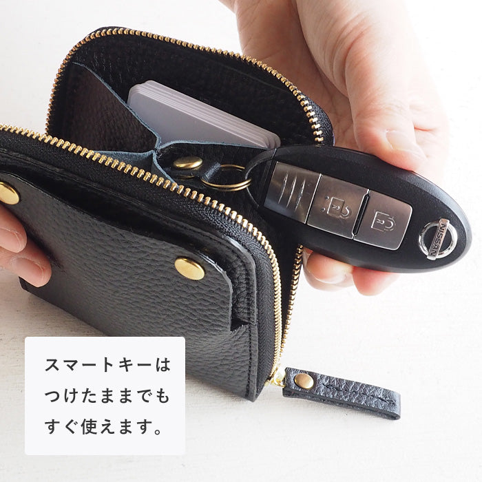 SMART MOVE! (スマートムーブ) Type1 スマートキーケース 財布 路地入ル(ブラック) SHRINK [MV0006] スマートキー 2個収納 洛景工房(らくけいこうぼう)
