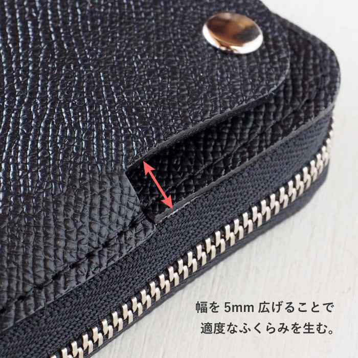 SMART MOVE! (スマートムーブ) Type1 スマートキーケース 財布 路地入ル(ブラック) 型押し国産牛革・抗菌  [MV1001] スマートキー 2個収納 洛景工房(らくけいこうぼう)