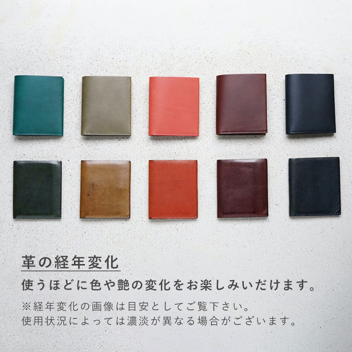 [從 5 種顏色中選擇] TSUKIKUSA 緊湊型雙折錢包（無零錢包）[Aoi-card] [MW-2] 