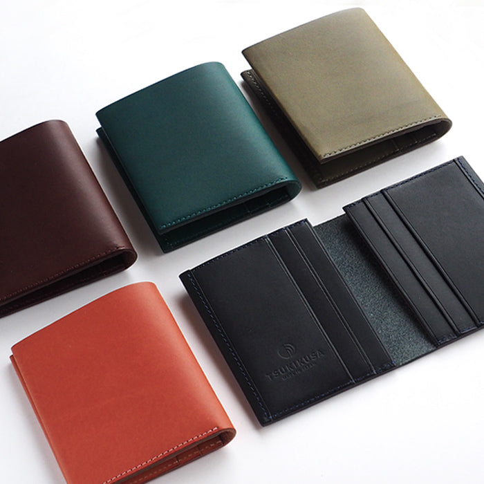 [Choose from 5 colors] TSUKIKUSA compact bi-fold wallet (no coin purse) [Aoi-card] [MW-2] 