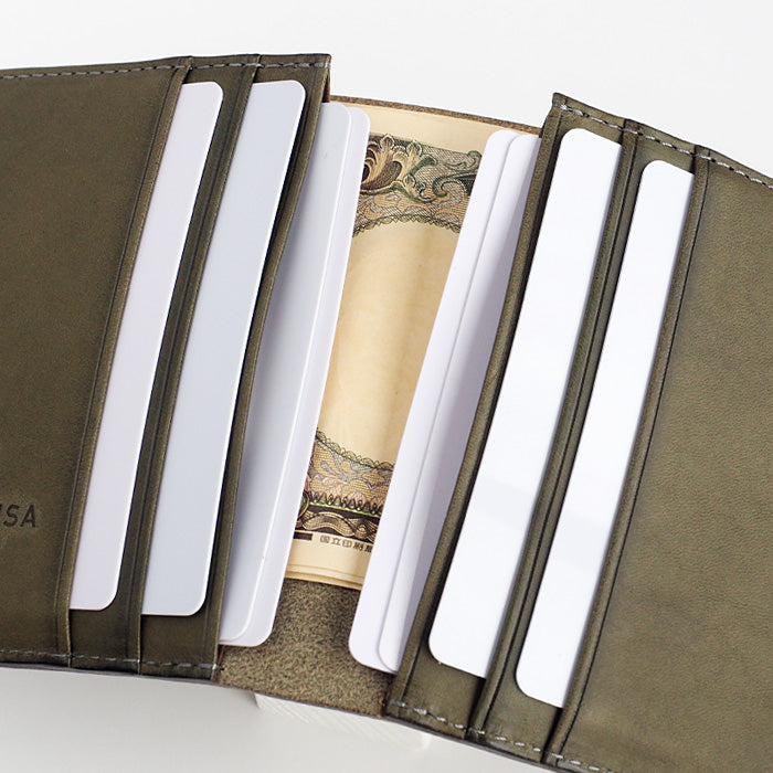 【5色】TSUKIKUSA (ツキクサ) コンパクト二つ折り財布 (小銭入れなし)【Aoi-card】 [MW-2]