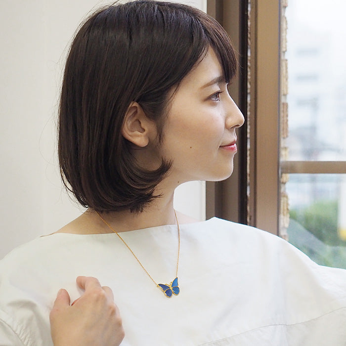 naturama(ナチュラマ) ブルーモルフォ蝶のネックレス “M” [NA02MP] 2タイプから選べます