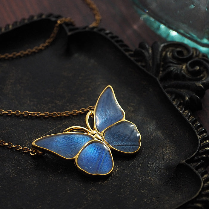naturama Blue Morpho Butterfly Necklace “M” [NA02MP] Choose from 2 types 