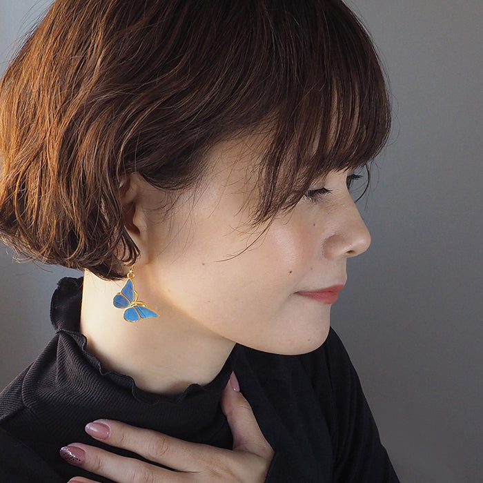 naturama (Naturama) Blue Morpho butterfly pierced earrings / earrings M size Binaural set [NA02MY] You can choose from 2 types 