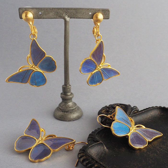 naturama (Naturama) Blue Morpho butterfly pierced earrings / earrings M size Binaural set [NA02MY] You can choose from 2 types 