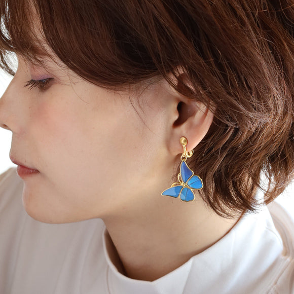 naturama (Naturama) Blue Morpho butterfly pierced earrings / earrings M size Binaural set [NA02MY] You can choose from 2 types 