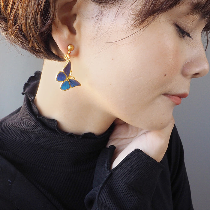naturama (Naturama) Blue Morpho butterfly pierced earrings / earrings M size Binaural set [NA02MY] You can choose from 2 types 