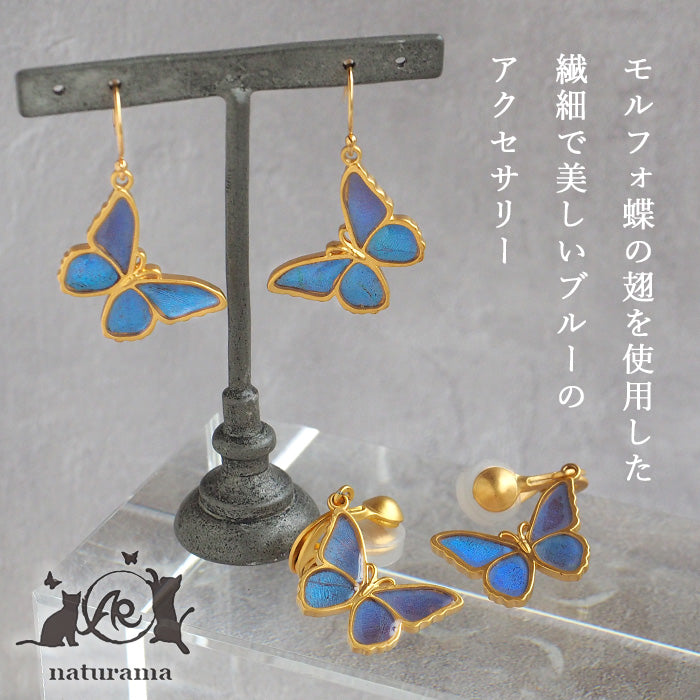 naturama Blue Morpho Butterfly Earrings Brass Gold S Size Binaural Set [NA02SY] You can choose from 2 types 
