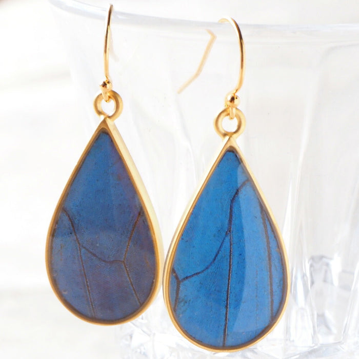 naturama Morpho Butterfly Drop Earrings Brass 18K Gold Coating Set of 2 [NA08] 