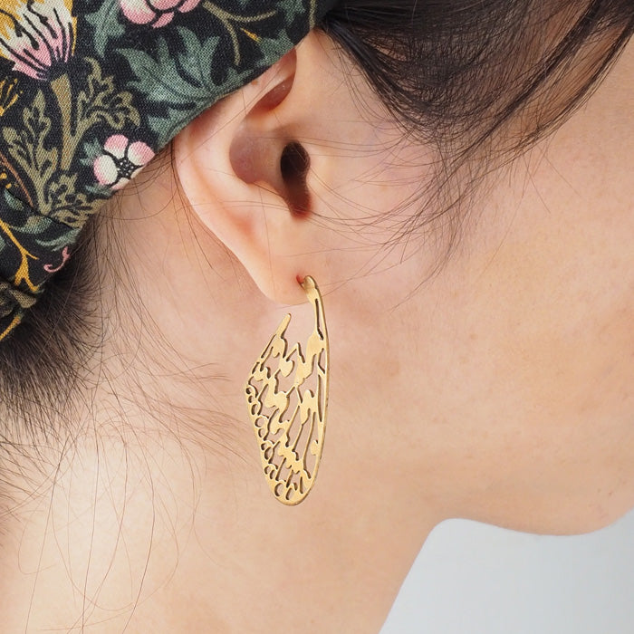 sasakihitomi Butterfly Earrings Brass 18K Gold Coating Binaural Set Women's [No-001B] 