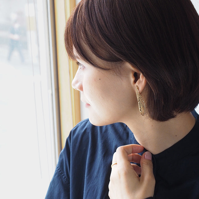 sasakihitomi Dragonfly Earrings Brass 18K Gold Coating Binaural Set Women's [No-002B] 