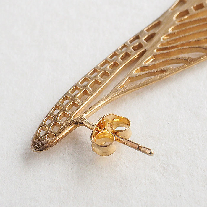 sasakihitomi Dragonfly Earrings Brass 18K Gold Coating Binaural Set Women's [No-002B] 