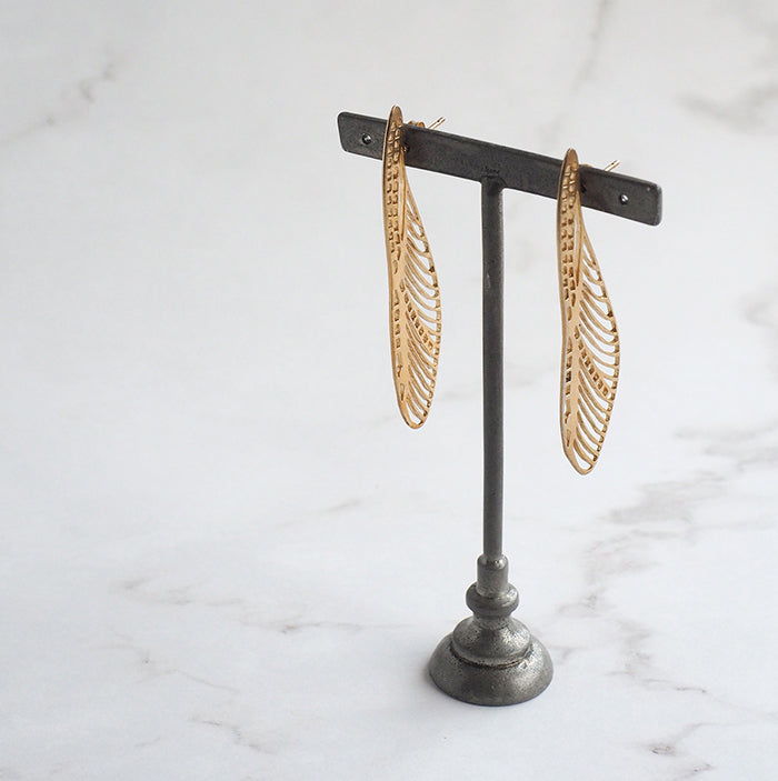 sasakihitomi Dragonfly Earrings Brass 18K Gold Coating Binaural Set Women's [No-002B] 