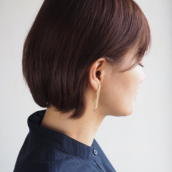 sasakihitomi（ササキヒトミ） とんぼのハネピアス 真鍮 18金コーティング 両耳セット レディース [No-002B]