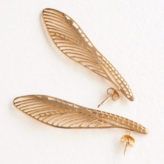 sasakihitomi Dragonfly Earrings Brass 18K Gold Coating Binaural Set Women's [No-002B] 