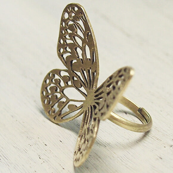 sasakihitomi Butterfly Ring Brass Free Size Ladies [No-004B] 