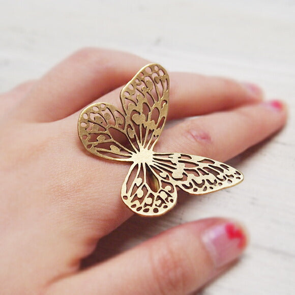 sasakihitomi Butterfly Ring Brass Free Size Ladies [No-004B] 