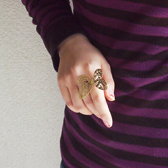 sasakihitomi Butterfly Ring Brass Free Size Ladies [No-004B] 