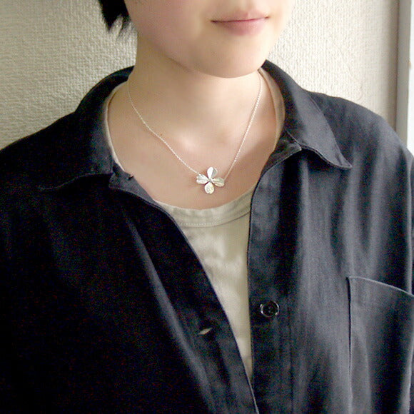 sasakihitomi clover necklace silver ladies [No-007] 