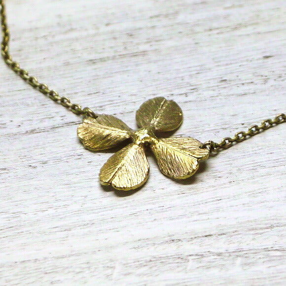 sasakihitomi Clover Necklace Brass Oxidized Ladies [No-007B] 