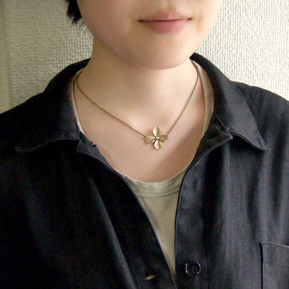 sasakihitomi Clover Necklace Brass Oxidized Ladies [No-007B] 