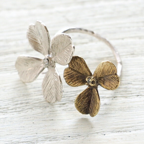 sasakihitomi clover ring silver &amp; brass free size ladies [No-009] 