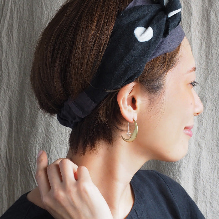 sasakihitomi (Sasaki Hitomi) Moon and Bird Earrings Brass &amp; Silver 925 Binaural Set Women's [No-018] 