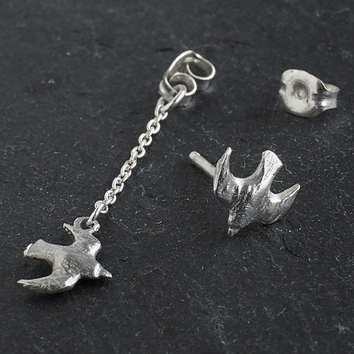 sasakihitomi (Sasaki Hitomi) Moon and Bird Earrings Brass &amp; Silver 925 Binaural Set Women's [No-018] 