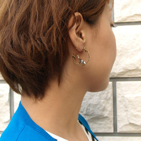 sasakihitomi Rope and Bird Earrings Silver &amp; Brass Set of 2 Ladies [No-024] 