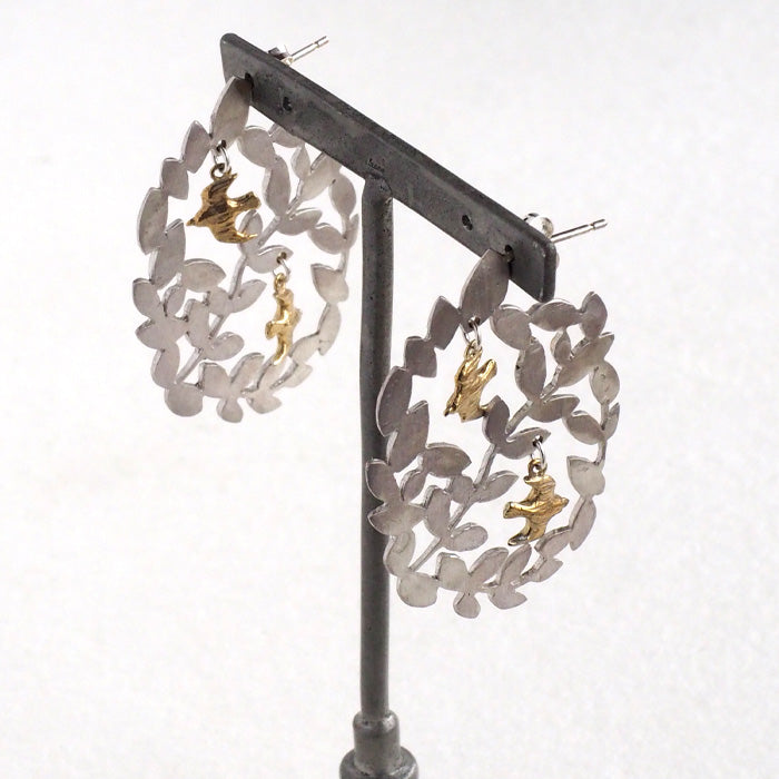 sasakihitomi Mori Kotori Earrings Silver 925 &amp; Brass Binaural Set Women's [No-027]
