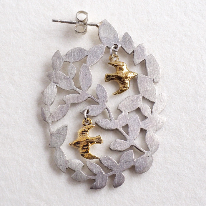 sasakihitomi Mori Kotori Earrings Silver 925 &amp; Brass Binaural Set Women's [No-027]