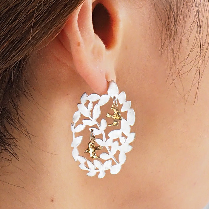 sasakihitomi Mori Kotori Earrings Silver 925 &amp; Brass Binaural Set Women's [No-027]