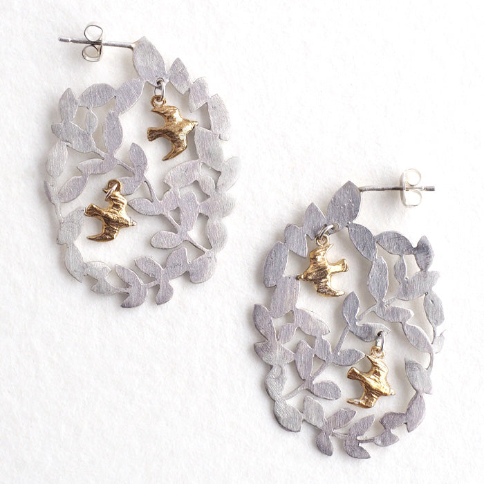 sasakihitomi Mori Kotori Earrings Silver 925 &amp; Brass Binaural Set Women's [No-027]