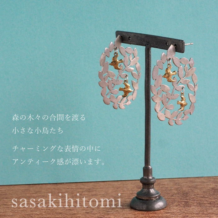 sasakihitomi Mori Kotori Earrings Silver 925 &amp; Brass Binaural Set Women's [No-027]