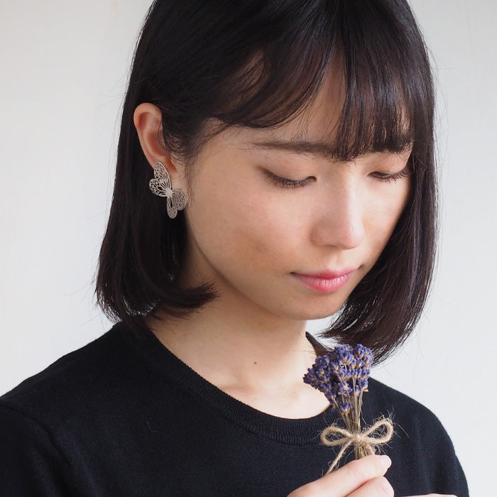 sasakihitomi（ササキヒトミ） ちょうちょピアス Sサイズ 片耳 シルバー925 レディース [No-033S]