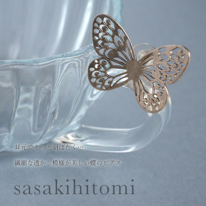 sasakihitomi 蝴蝶耳環 S 尺寸一耳銀 925 女士 [No-033S] 