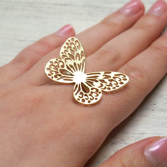 sasakihitomi butterfly ring brass S size 18k gold coating free size [No-034B-18K] 