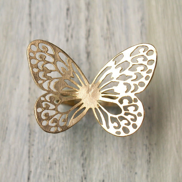 sasakihitomi（ササキヒトミ） ちょうちょのリング 真鍮 Sサイズ 18金コーティング フリーサイズ [No-034B-18K]