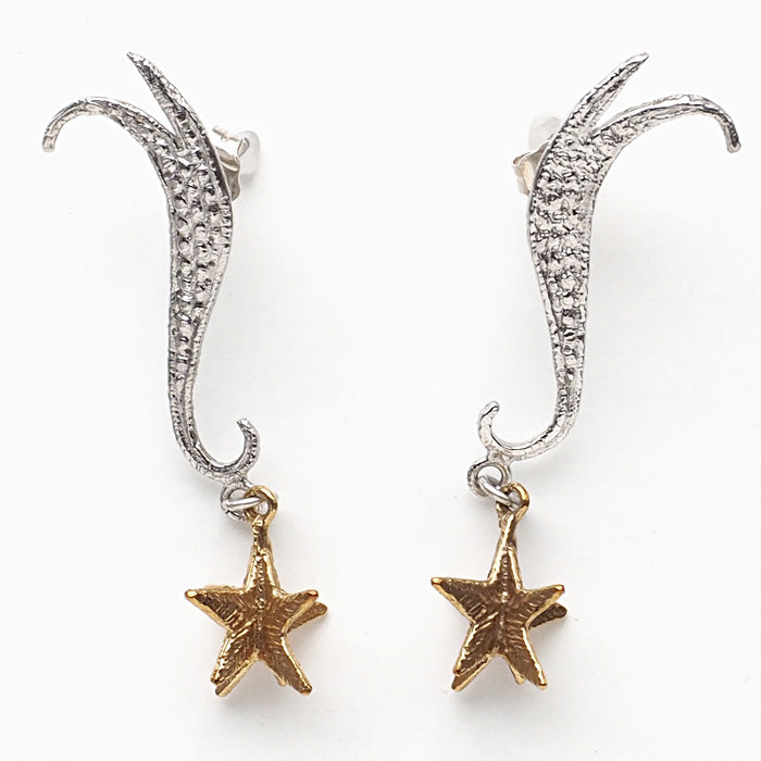 sasakihitomi Shooting Star Earrings Silver 925 &amp; Brass Binaural Set Women's [No-037] 