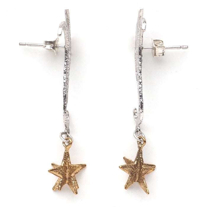 sasakihitomi Shooting Star Earrings Silver 925 &amp; Brass Binaural Set Women's [No-037] 