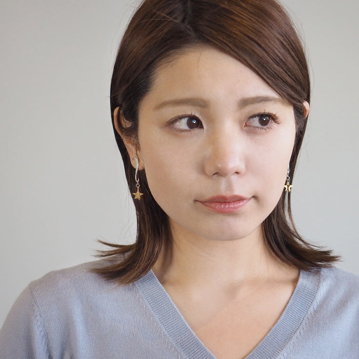 sasakihitomi Shooting Star Earrings Silver 925 &amp; Brass Binaural Set Women's [No-037] 