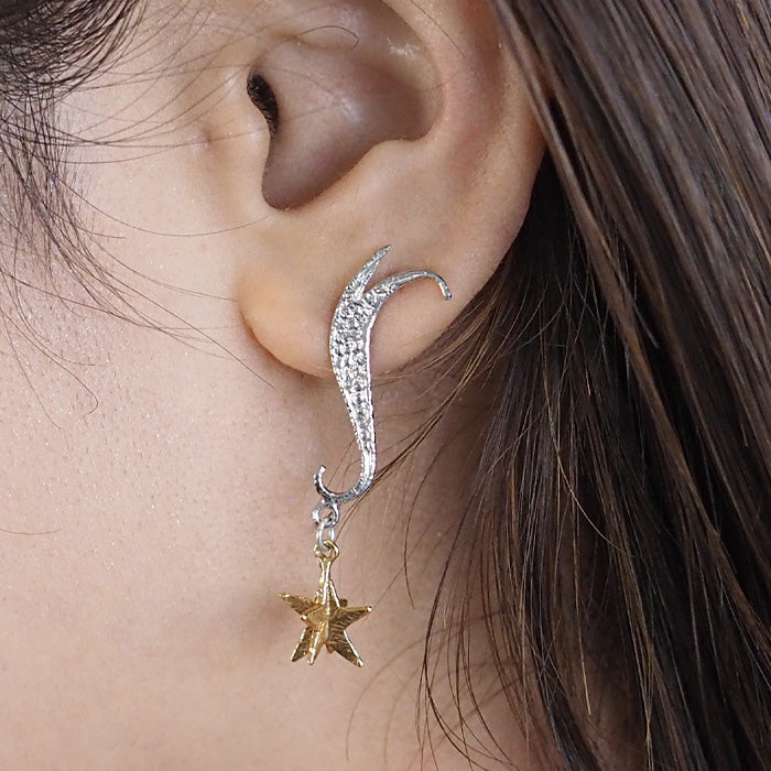 sasakihitomi Shooting Star Earrings Silver 925 &amp; Brass Binaural Set Women's [No-037] 